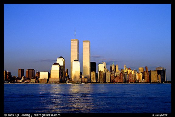 South Manhattan skyline and World Trade Center towers, late afternoon. NYC, New York, USA (color)