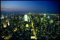 Looking North from the Empire State Building, dusk. New York City, USA