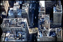 Canyon-like streets and yellow cabs seen from the Empire State building. NYC, New York, USA ( color)