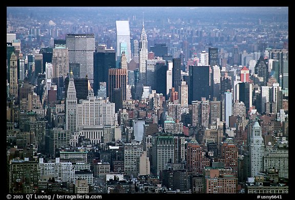 Forest of skycrapers of Upper Manhattan, seen from the World Trade Center. NYC, New York, USA (color)