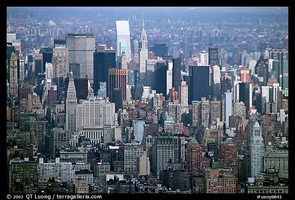 Forest of skycrapers of Upper Manhattan, seen from the World Trade Center. NYC, New York, USA