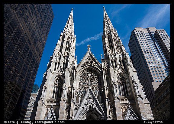 Front of St Patricks Cathedral. NYC, New York, USA (color)