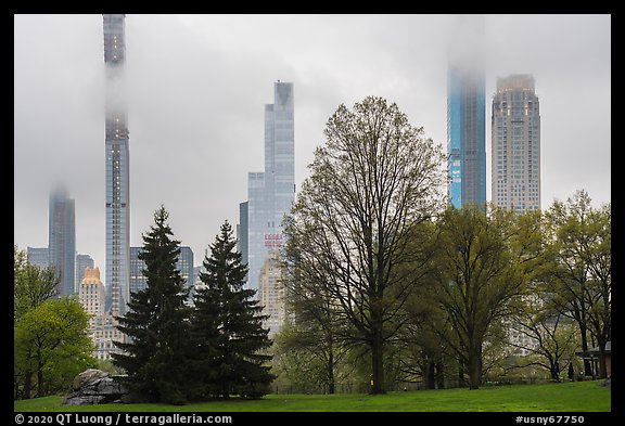 Skyscrappers towering above Central Park. NYC, New York, USA (color)