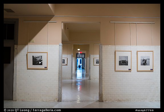 Side rooms with photography exhibit, Ellis Island, Statue of Liberty National Monument. NYC, New York, USA (color)