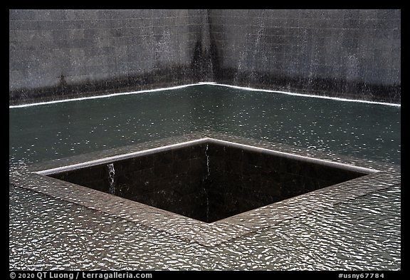 Pools representing footprint of tower, 9/11 Memorial. NYC, New York, USA (color)