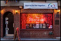 Stonewall Inn facade at dusk, Stonewall National Monument. NYC, New York, USA ( color)