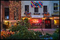 19th century fence of Christopher Park and and Stonewall Inn, Stonewall National Monument. NYC, New York, USA ( color)