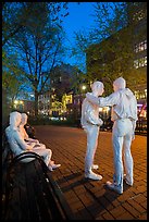 Gay Liberation sculpture by George Segal at night, Stonewall National Monument. NYC, New York, USA ( color)