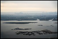 Aerial view of Jamaica Bay, Brooklyn, and Manhatta skyline. NYC, New York, USA ( color)