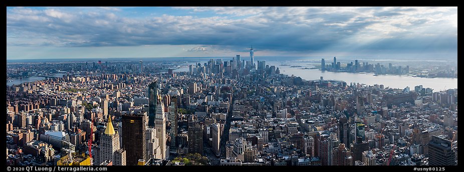 Manhattan with Freedom Tower from Empire State Building. NYC, New York, USA (color)