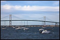 Claiborne Pell Newport Bridge over the East Passage of the Narragansett Bay. Newport, Rhode Island, USA