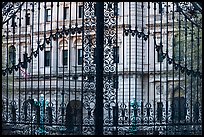 The Breakers seen through entrance gate grid. Newport, Rhode Island, USA (color)