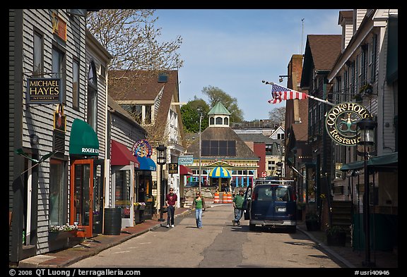 Area of shops near harbor. Newport, Rhode Island, USA (color)