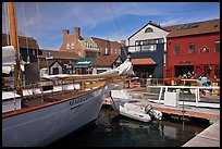 Harbor and shops. Newport, Rhode Island, USA (color)