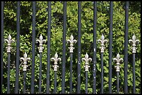 Fence with the French Fleur de Lys royalty emblem. Newport, Rhode Island, USA