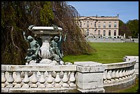 Statues and mansion in French eighteenth-century style. Newport, Rhode Island, USA (color)