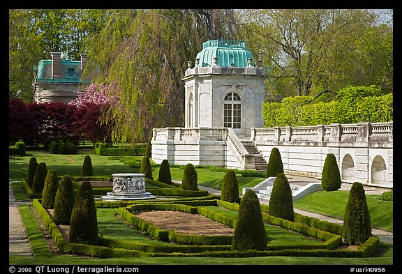 Pavilions and formal garden, The Elms. Newport, Rhode Island, USA (color)