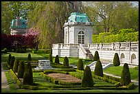 Pavilions and formal garden, The Elms. Newport, Rhode Island, USA