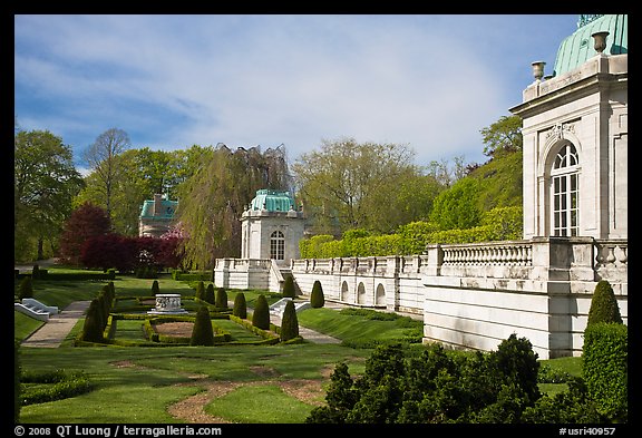 Sunken garden and pavilions, The Elms. Newport, Rhode Island, USA (color)