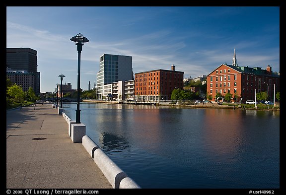 Riverside quay and walkway. Providence, Rhode Island, USA (color)