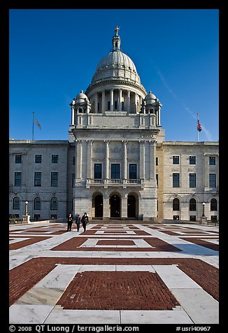 Plazza and Rhode Island State House, late afternoon. Providence, Rhode Island, USA