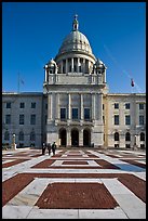 Plazza and Rhode Island State House, late afternoon. Providence, Rhode Island, USA (color)