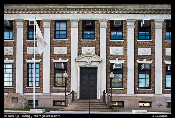 Historic building with inscriptions referring to Providence Plantations. Providence, Rhode Island, USA (color)