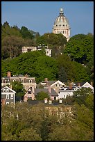 Forested hill, houses and dome. Providence, Rhode Island, USA ( color)