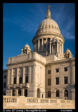 Rhode Island Capitol in neo-classical style, late afternoon. Providence, Rhode Island, USA (color)
