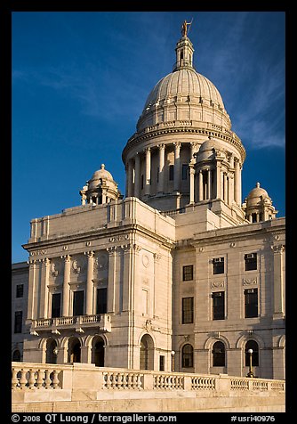 Rhode Island Capitol in neo-classical style, late afternoon. Providence, Rhode Island, USA