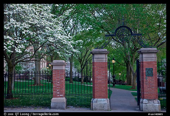 Entrance to grounds of Brown University in the spring. Providence, Rhode Island, USA (color)