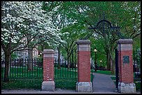 Entrance to grounds of Brown University in the spring. Providence, Rhode Island, USA