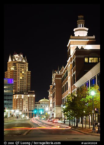 Downtown at night. Providence, Rhode Island, USA (color)