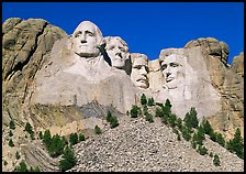 Monumental sculpture of US presidents carved in clif, Mount Rushmore National Memorial. South Dakota, USA (color)