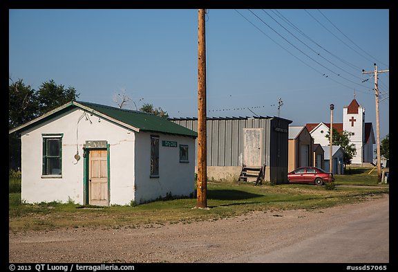 Street with jail and church, Interior. South Dakota, USA (color)