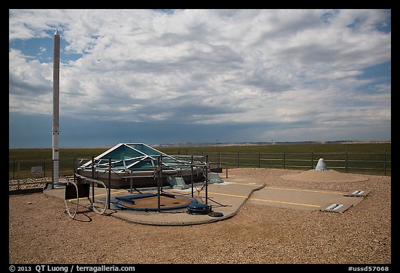 Silo above ground with glass viewing area. Minuteman Missile National Historical Site, South Dakota, USA (color)