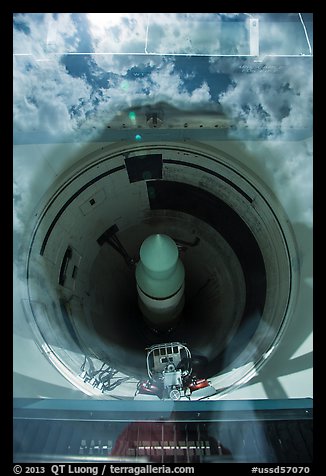 Missile silo with sky reflected in glass. Minuteman Missile National Historical Site, South Dakota, USA