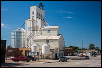 Main street with grain silo, Belle Fourche. South Dakota, USA (color)