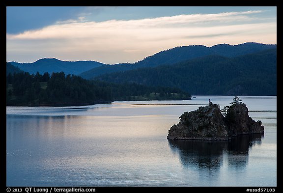 Islets in Pactola Reservoir. Black Hills, South Dakota, USA (color)