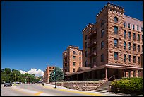 Sandstone buildings, Hot Springs. Black Hills, South Dakota, USA (color)