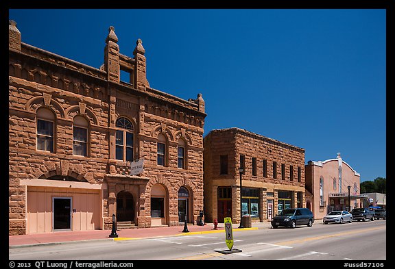City Hall on main street, Hot Springs. Black Hills, South Dakota, USA (color)