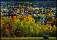 Village with trees in fall foliage. Vermont, New England, USA ( color)