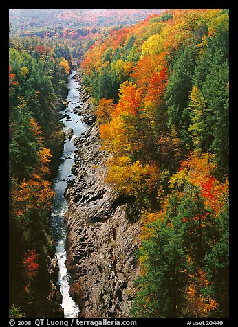 Quechee Gorge and river in the fall. Vermont, New England, USA