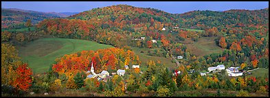 Rural autumn scenery, East Corithn. Vermont, New England, USA (Panoramic color)