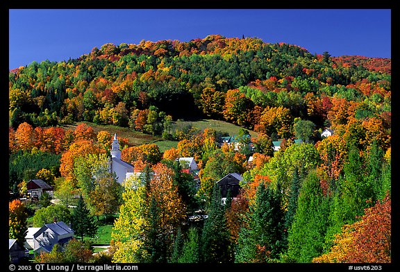 East Topsham village in fall. Vermont, New England, USA