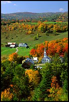 Church and farm,  East Corinth. Vermont, New England, USA ( color)