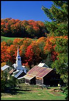 Church and barn,  East Corinth. Vermont, New England, USA (color)