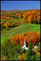 Church of East Corinth among trees in autumn color. Vermont, New England, USA ( color)