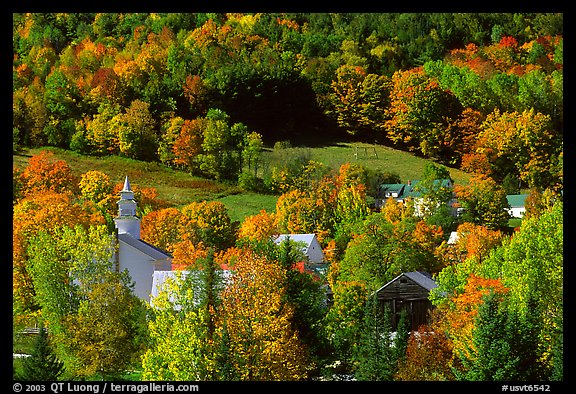 East Topsham village with autumn foliage. Vermont, New England, USA