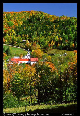 East Topsham village with fall foliage. Vermont, New England, USA